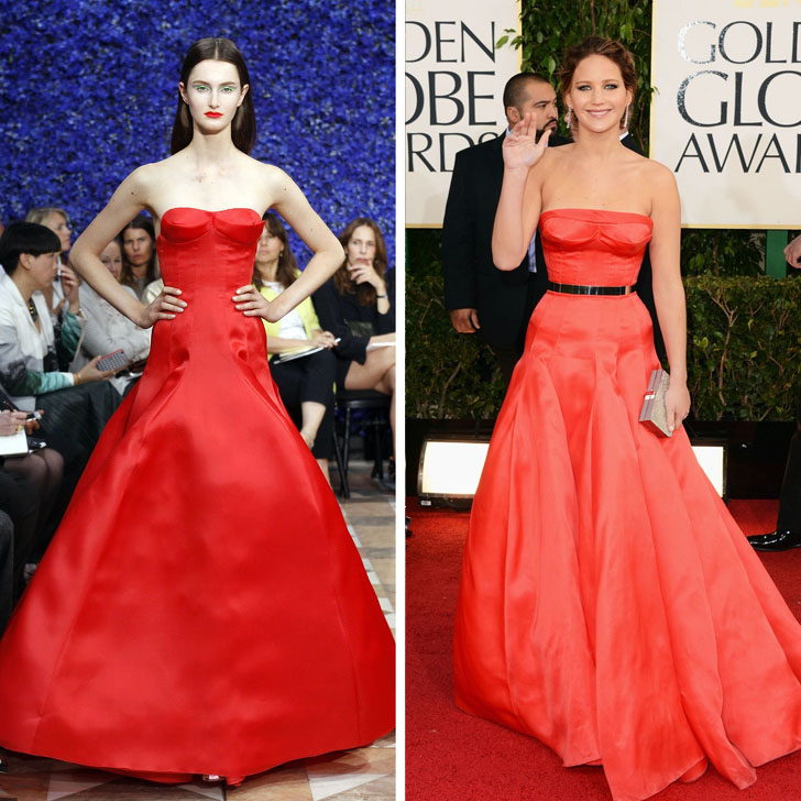 Jennifer Lawrence-Christian Dior |  quién lo lució mejor: 12 vestidos que las celebridades sacaron de la pasarela |  Su belleza