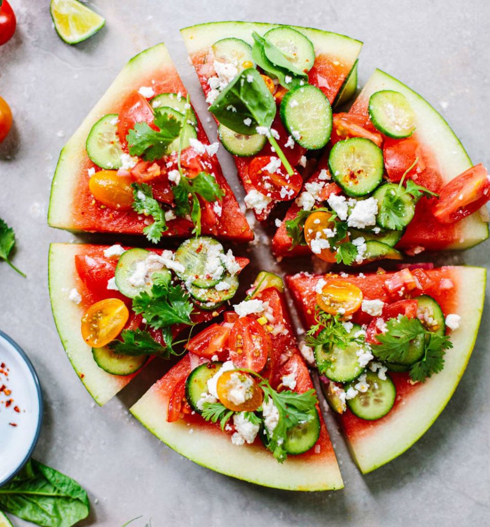 Ensalada de cuña de sandía, pepino y queso feta |  Su belleza