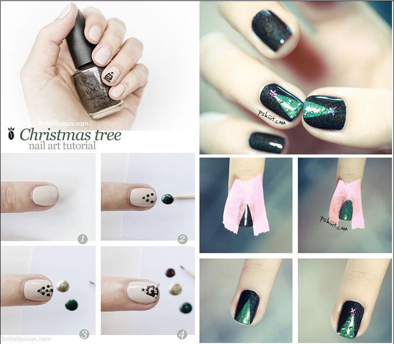 6. Uñas relucientes de árboles de Navidad