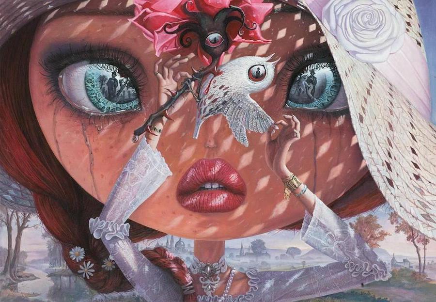 ruiseñor y la rosa |  pinturas surrealistas del artista rumano que nunca olvidarás |  Su belleza