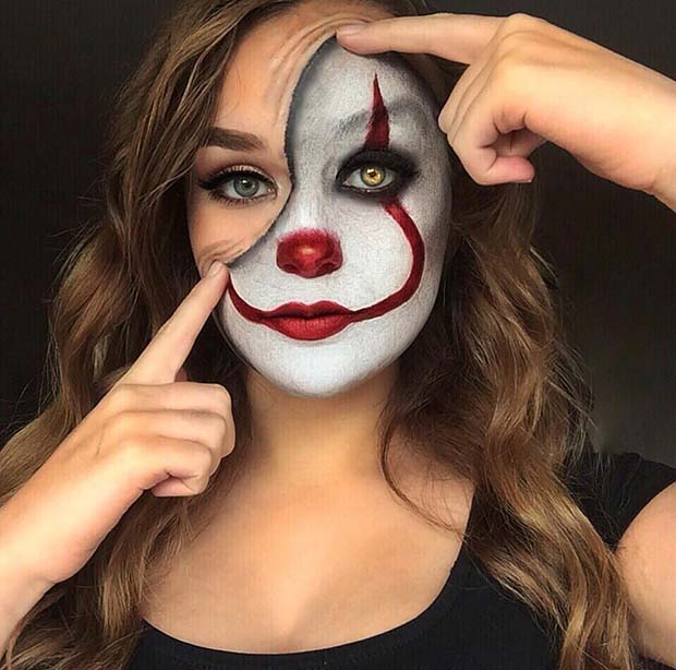 Payaso espeluznante |  11 ideas espeluznantes y geniales de maquillaje de Halloween para probar este año |  Su belleza