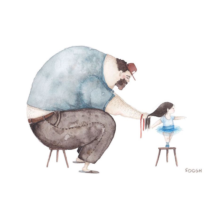 #5 |  Conmovedoras ilustraciones de padre e hija de Soosh |  Su belleza