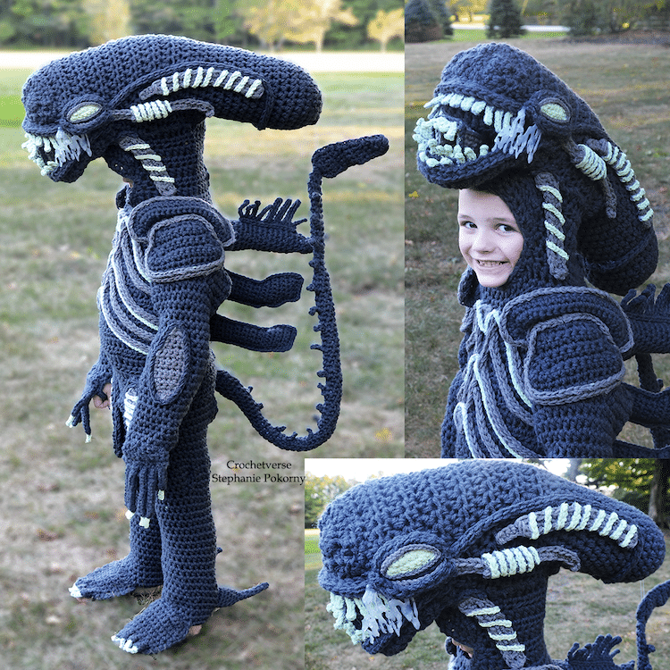 Disfraz de Xenomorfo de Alien |  mamá teje disfraces de cultura pop increíblemente elaborados |  Su belleza