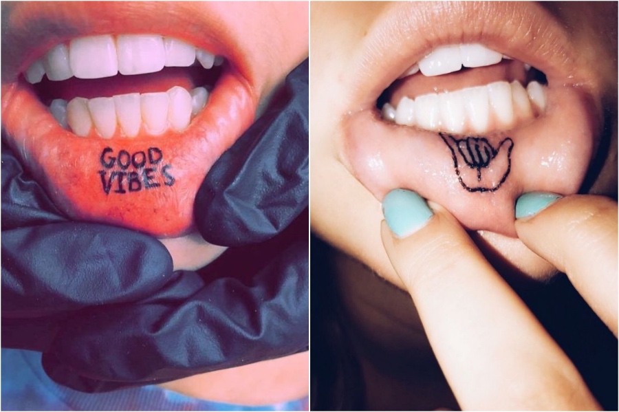   28 lindas ideas de tatuajes de labios para niñas #4 |  Su belleza