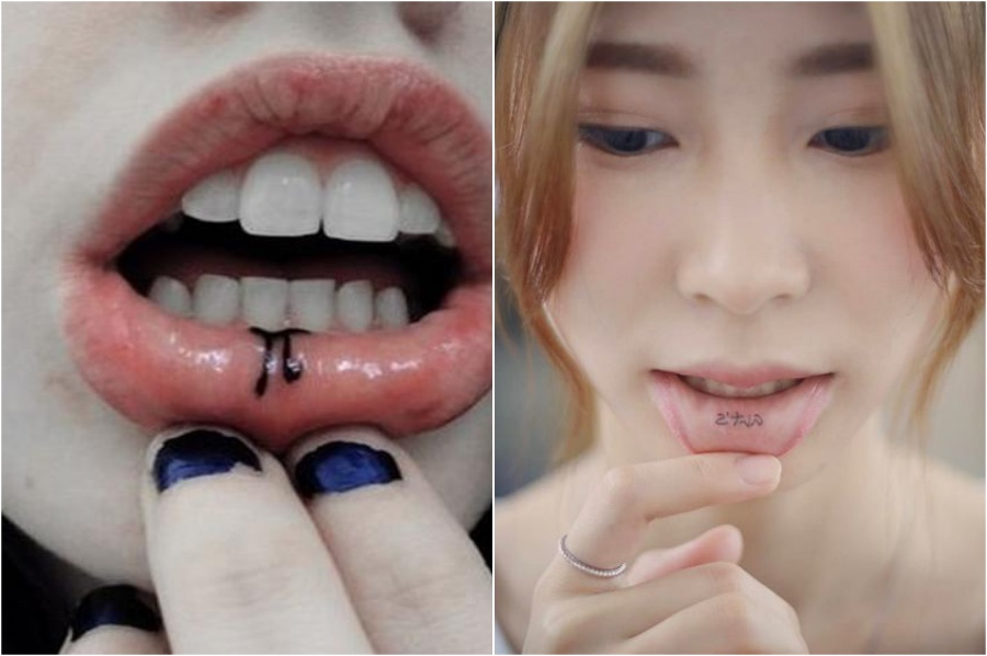   28 lindas ideas de tatuajes de labios para niñas # 5 |  Su belleza