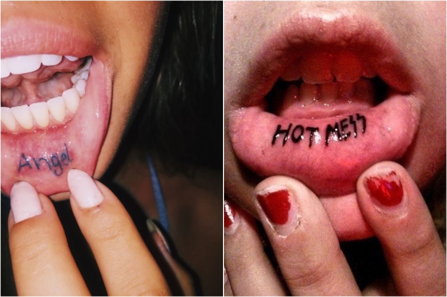   28 lindas ideas de tatuajes de labios para niñas #11 |  Su belleza