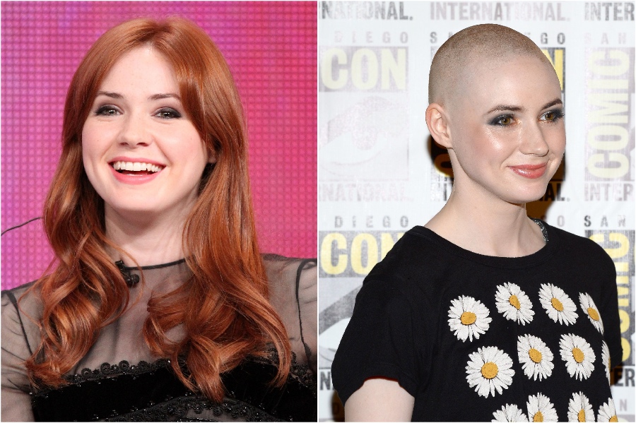 Karen Gillán |  15 estrellas que se raparon la cabeza y la lucieron |  Su belleza