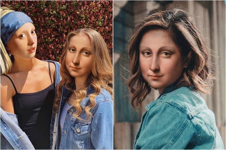 Selfies de la Mona Lisa |  Mona Lisa reimaginada en el extracto del mundo moderno |  Su belleza