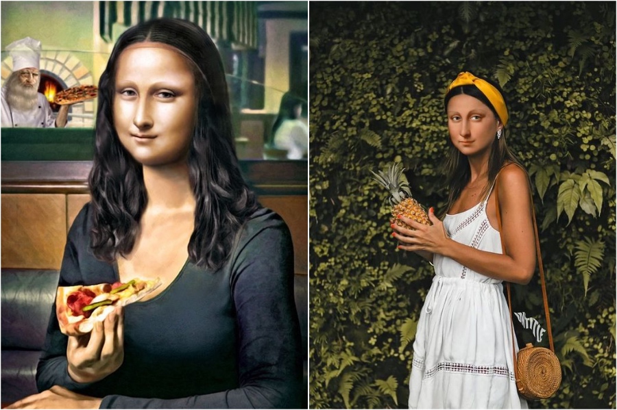 Mona Lisa come pizza |  Mona Lisa reimaginada en el extracto del mundo moderno |  Su belleza
